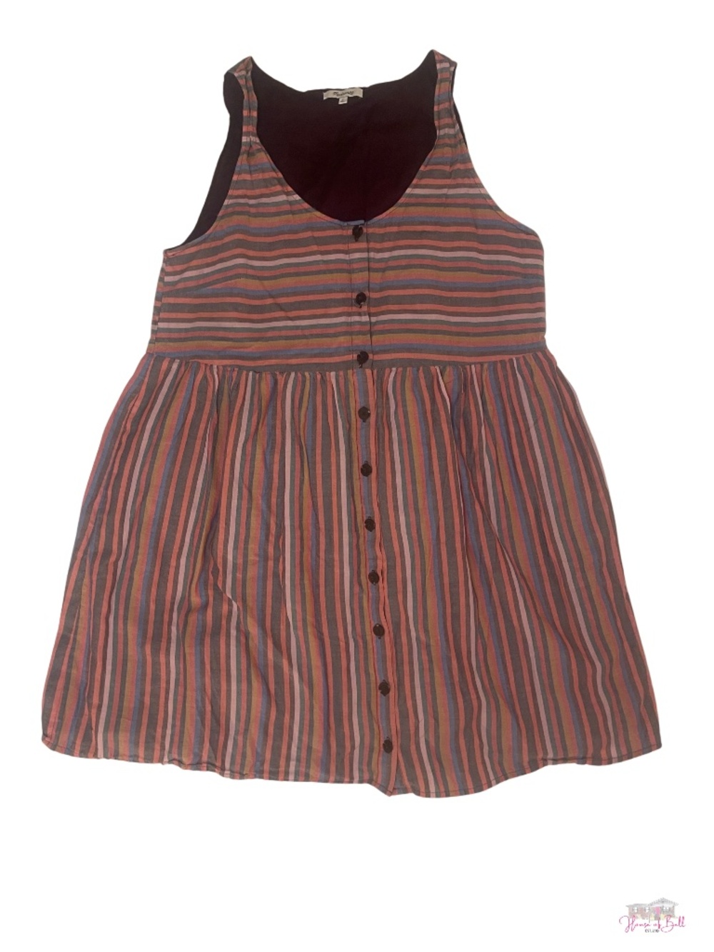 Authentic Madewell Scoopneck Tank Dress in Rainbow Stripe